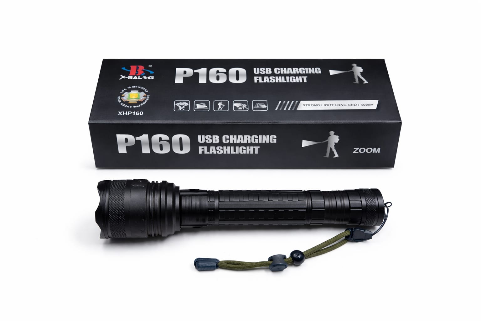 USB-Lade-Taschenlampe P160 mit Zoom-Fokus